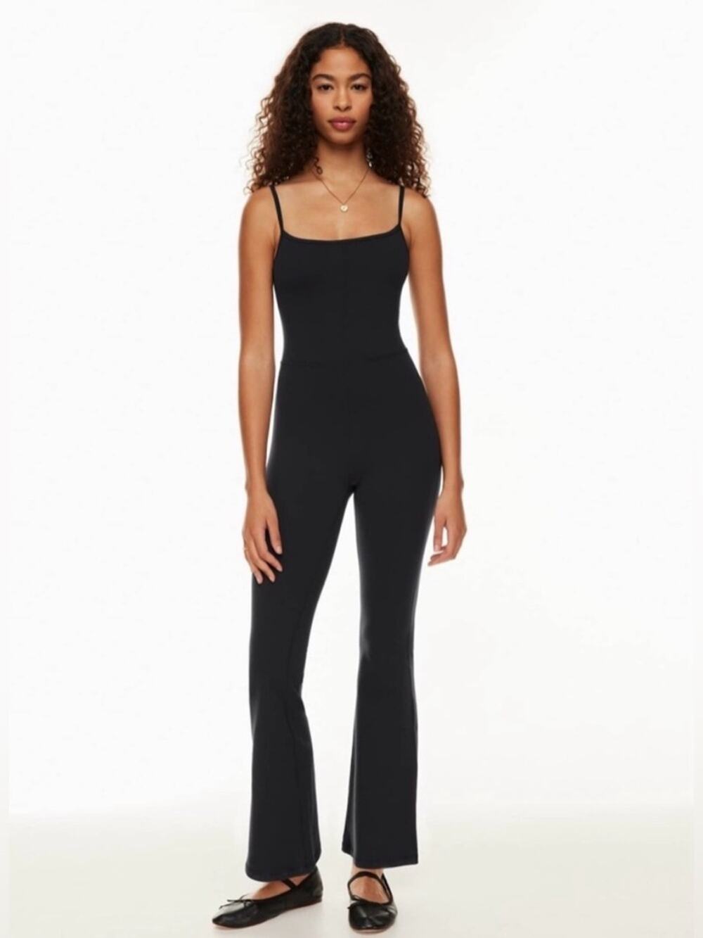Aritzia Wilfred Free Divinity Kick Flare Jumpsuit in Black Size Large Athleisure